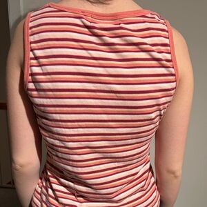 Essentials Striped Pink & Cream Ribbed Tank
